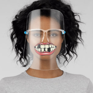Funny bad teeth big mouth lips illustration face shield