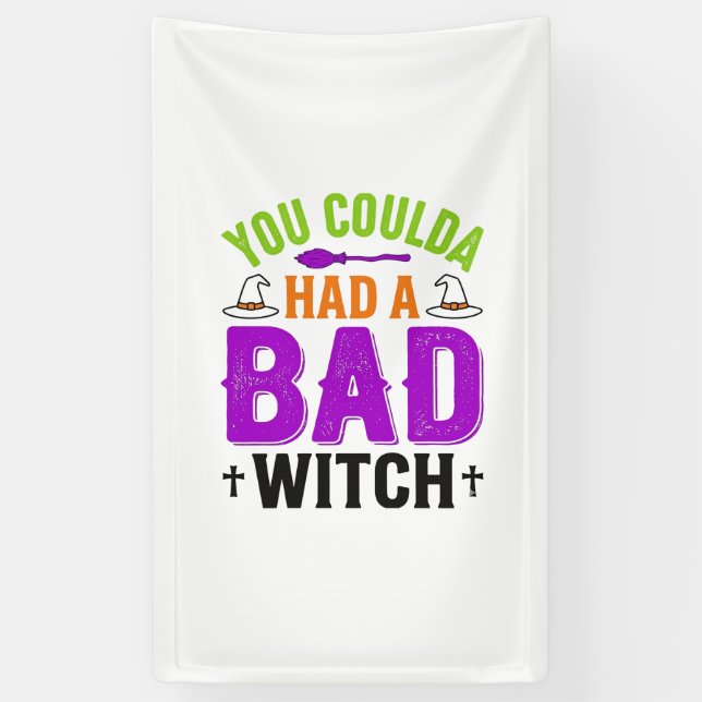 Funny Bad Witch Halloween Quote Vector Design_1 Banner (Vertical)