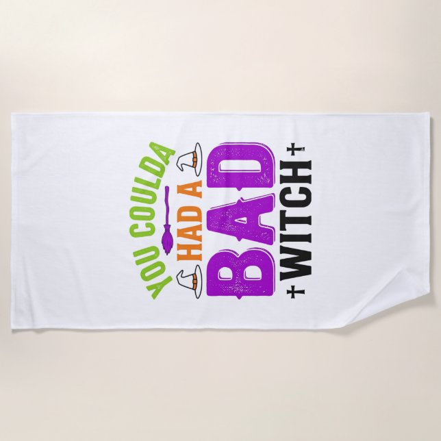 Funny Bad Witch Halloween Quote Vector Design_1 Beach Towel (Front)