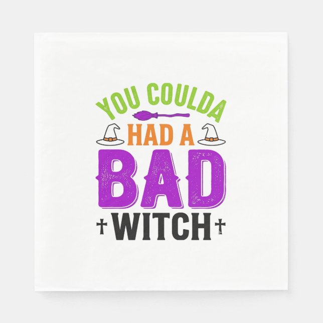 Funny Bad Witch Halloween Quote Vector Design_1 Napkins (Front)