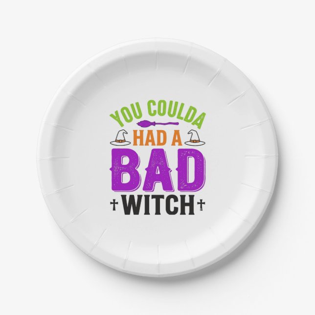 Funny Bad Witch Halloween Quote Vector Design_1 Paper Plates (Front)