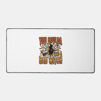 Funny Bad Witch Halloween Vintage Engraving Design Desk Mat