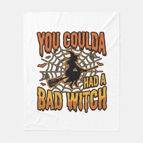 Funny Bad Witch Halloween Vintage Engraving Design Fleece Blanket