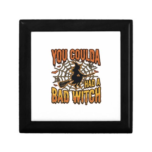 Funny Bad Witch Halloween Vintage Engraving Design Gift Box