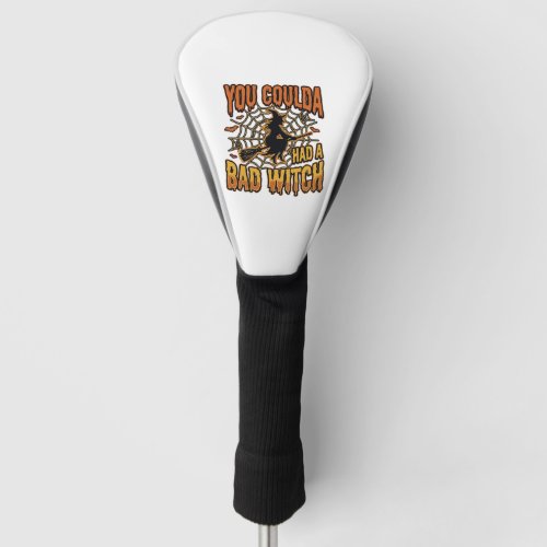 Funny Bad Witch Halloween Vintage Engraving Design Golf Head Cover
