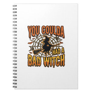 Funny Bad Witch Halloween Vintage Engraving Design Notebook