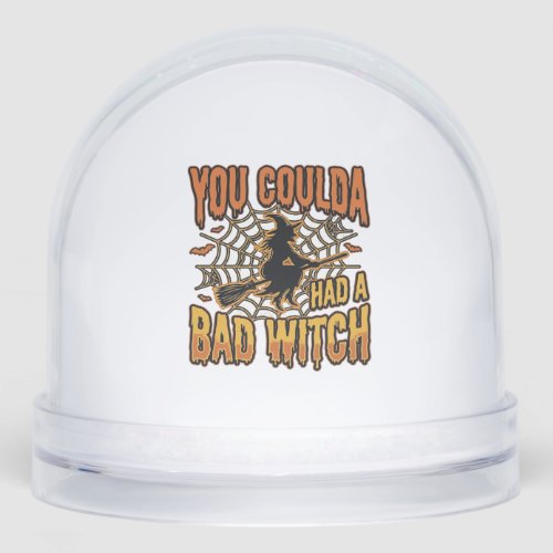 Funny Bad Witch Halloween Vintage Engraving Design Snow Globe