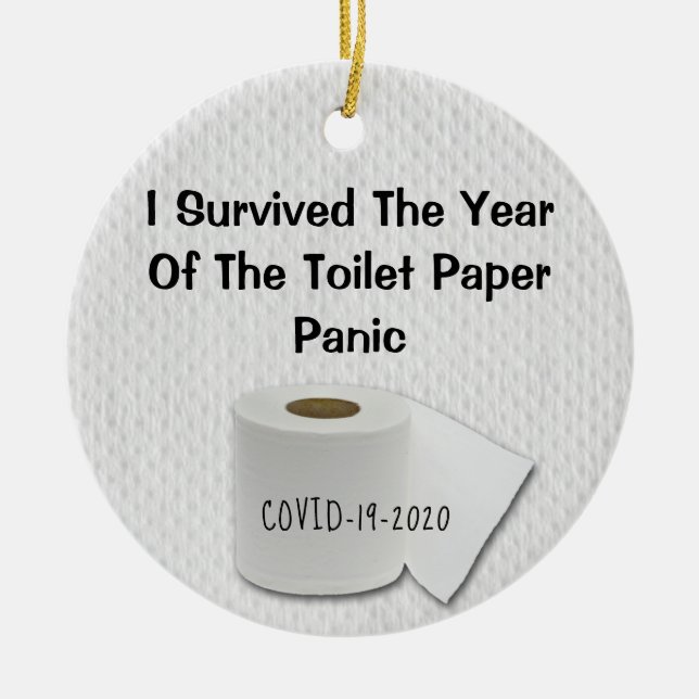 Funny Bad Year Toilet Paper 2020 Christmas Ceramic Ornament (Front)