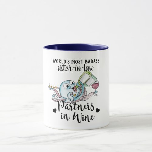 Funny BADASS Sister_In_Law Partners In Wine Mug