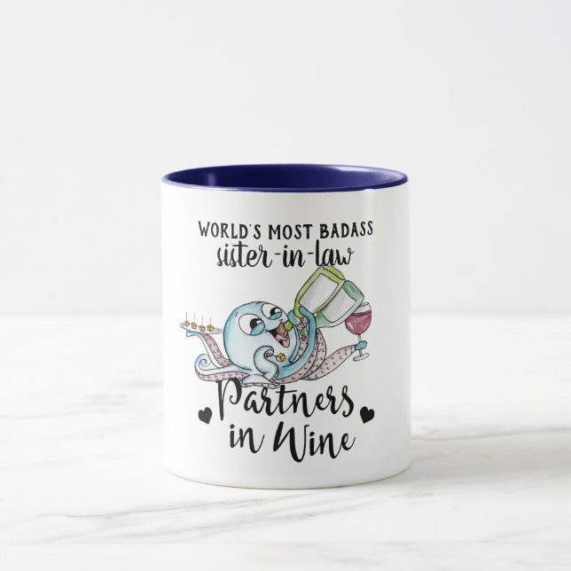 Funny BADASS Sister-In-Law Partners In Wine Mug (Center)