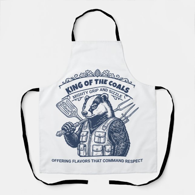 Funny Badger King of Coals Grill Master Apron (Front)