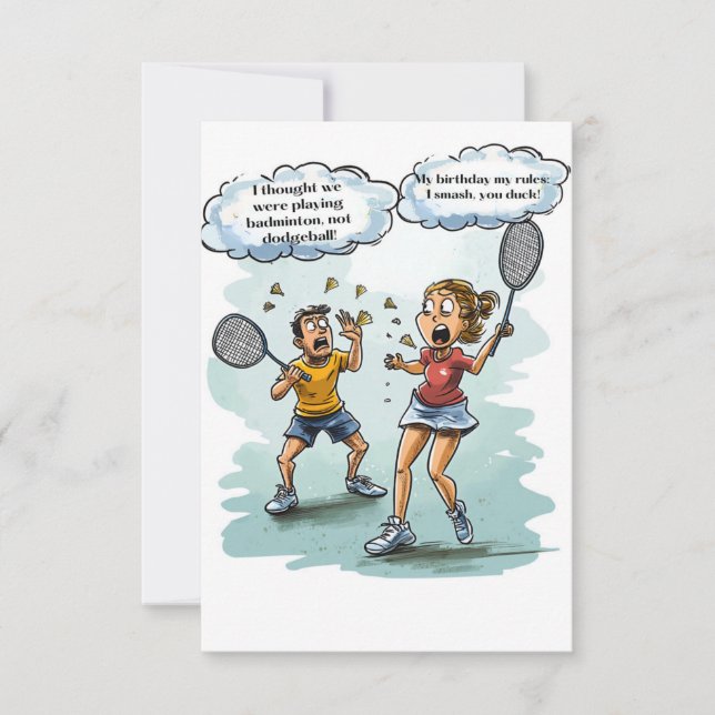 Funny Badminton Birthday Card (Front)