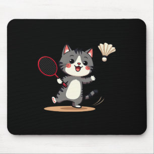 Funny Badminton Cute Cat Racket Shuttle Men Women Mouse Pad