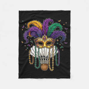 Funny Badminton Mardi Gras Mask Beads For Women Me Fleece Blanket