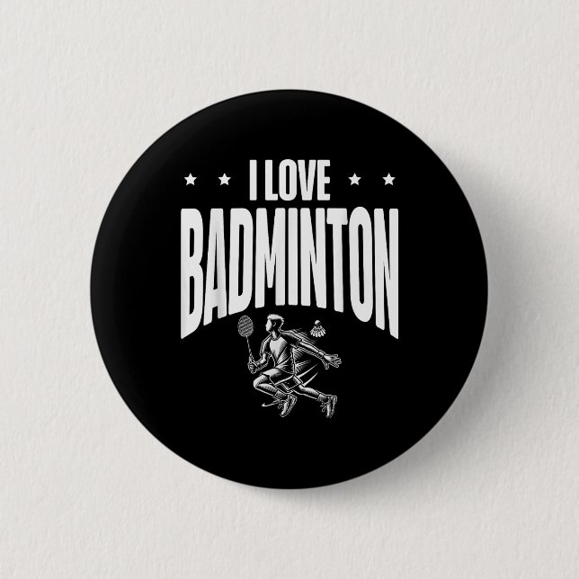 Funny Badminton Player Love Shuttle Design 1  Button (Front)