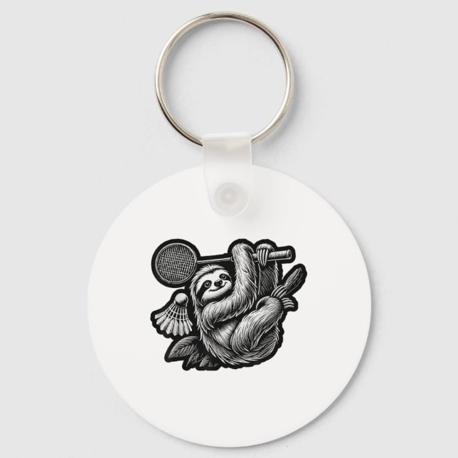 Funny Badminton Player Love Shuttle Design _7  Keychain (Front)