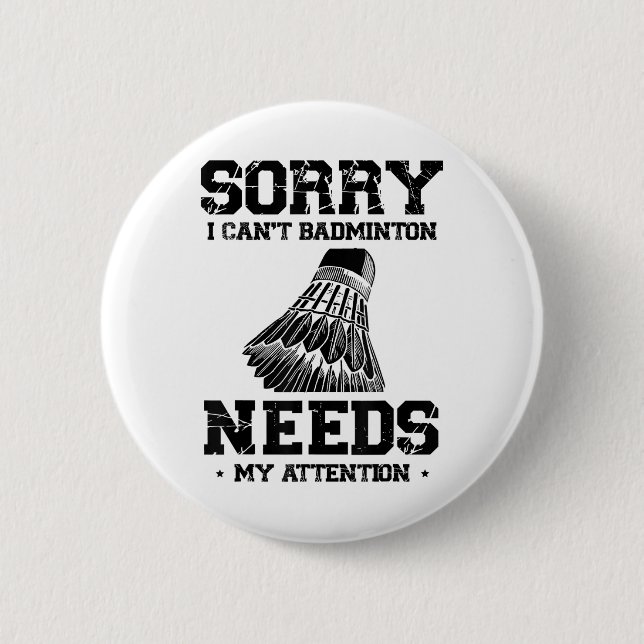 Funny Badminton Player Love Shuttle Design  Button (Front)