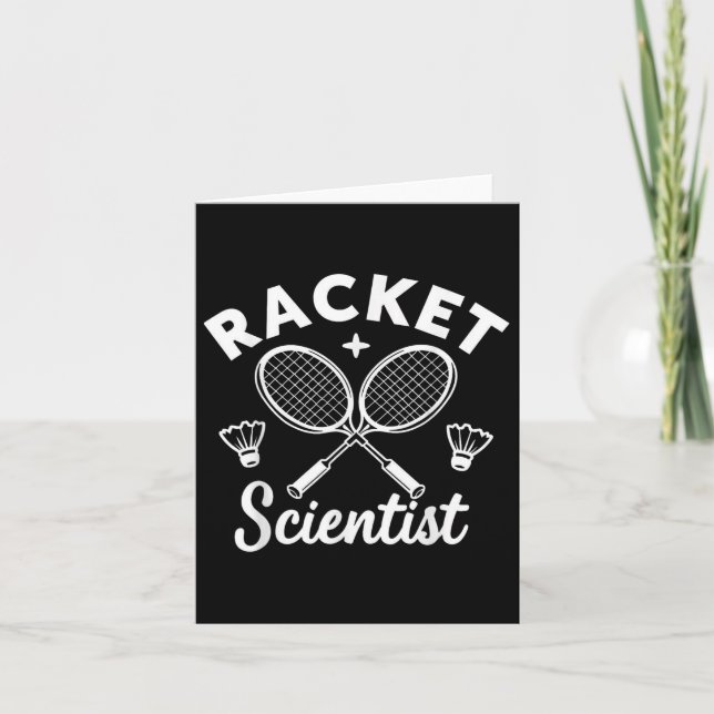 Funny Badminton Players Racket Scientist  Card (Front)