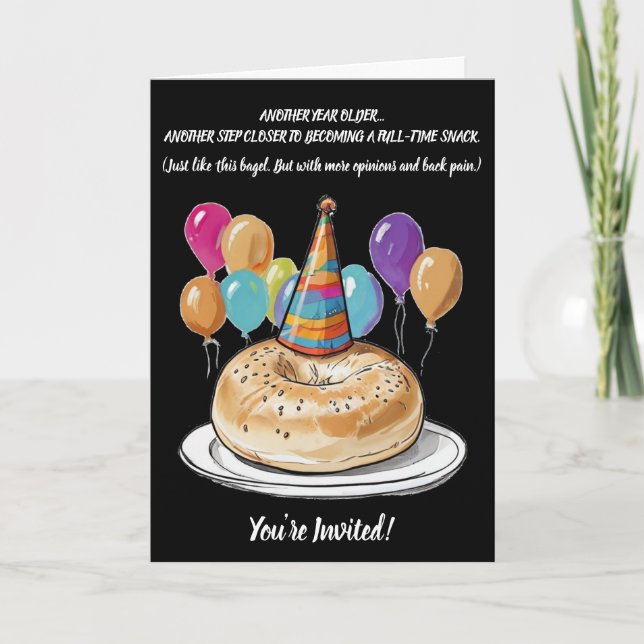 Funny Bagel Birthday with Party Vibes Invitation (Front)