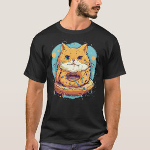 Funny Bagel Cat Face Costume T-Shirt