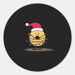 Funny Bagel Christmas Graphics Lights Lover  Classic Round Sticker