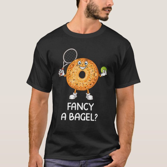 Funny Bagel Tennis Player Novelty T-Shirt (Front)
