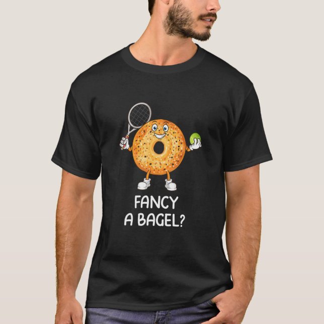 Funny Bagel Tennis Player T-Shirt (Front)
