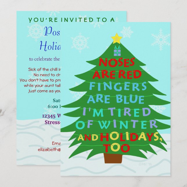 Funny Bah Humbug After Christmas Holiday Party Invitation (Front/Back)
