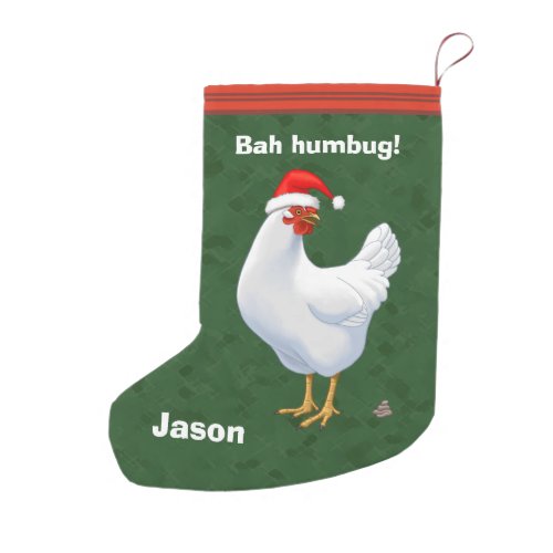 Funny Bah Humbug Chicken in Santa Hat Poops xmas Small Christmas Stocking