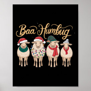 Funny Bah Humbug Christmas Funny Sheep Christmas B Poster