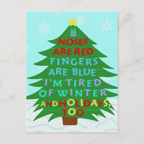 Funny Bah Humbug Christmas Poem Holiday Postcard