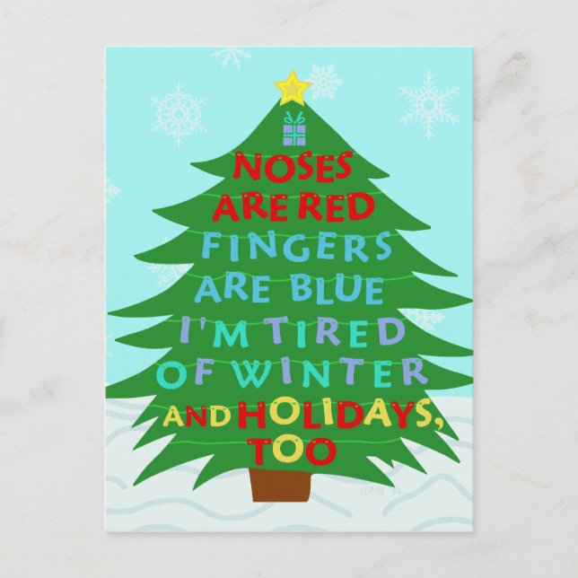 Funny Bah Humbug Christmas Poem Holiday Postcard (Front)