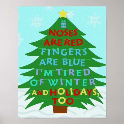 Funny Bah Humbug Christmas Poem Poster