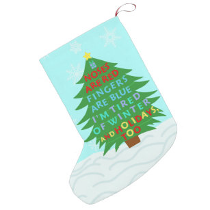 Funny Well Hung Red Stripe Large Christmas Stocking, Zazzle