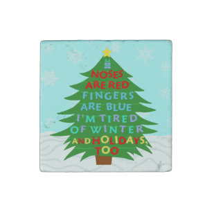 Funny Bah Humbug Christmas Poem Stone Magnet