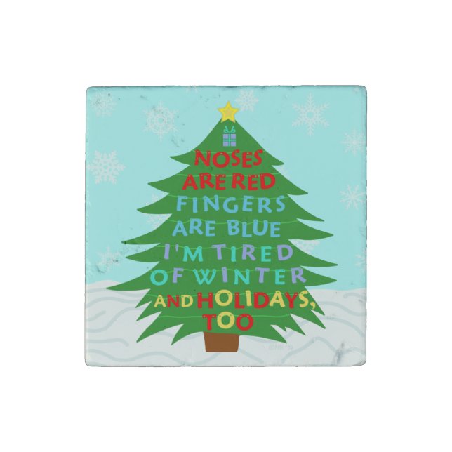 Funny Bah Humbug Christmas Poem Stone Magnet (Front)