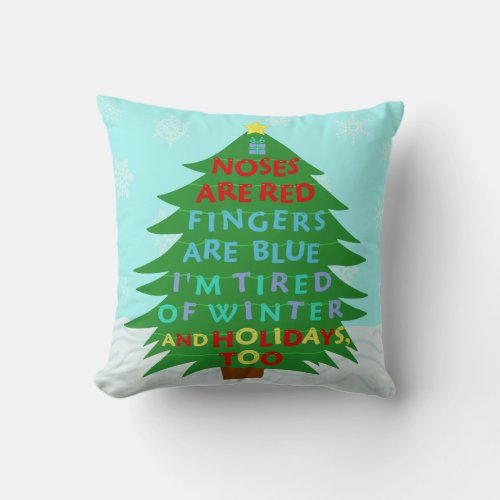 Funny Bah Humbug Christmas Poem Throw Pillow