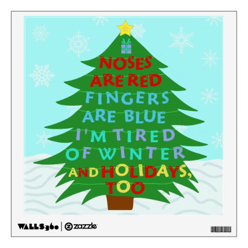 Funny Bah Humbug Christmas Poem Wall Sticker