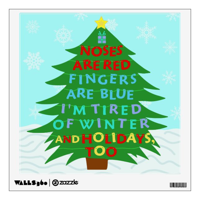 Funny Bah Humbug Christmas Poem Wall Sticker (Front)