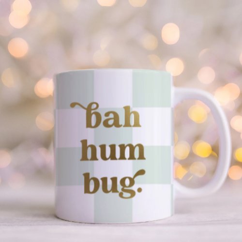Funny Bah Humbug Typography Checkered Green Coffee Mug