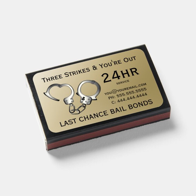 Funny Bail Bonds Promo  Matchboxes (Front Closed)