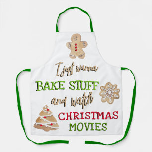 Funny Bake and Watch Christmas Movies Apron