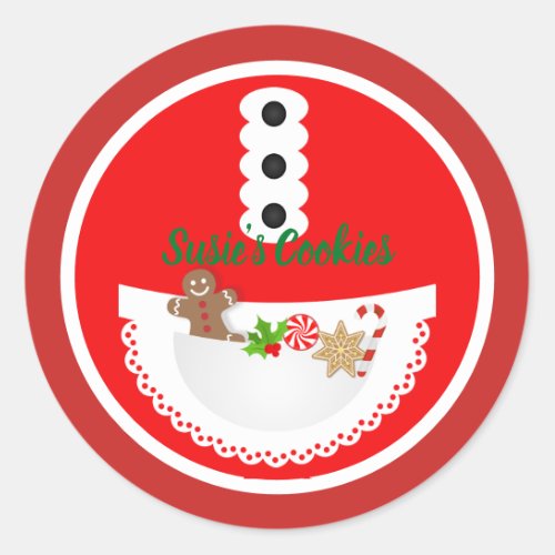 Funny Baker Apron Christmas Cookie Exchange Party Classic Round Sticker