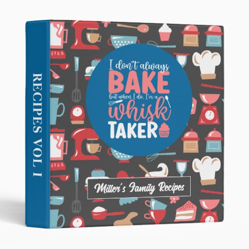 Funny Baker Baking Meme Retro Bakery Pattern 3 Ring Binder