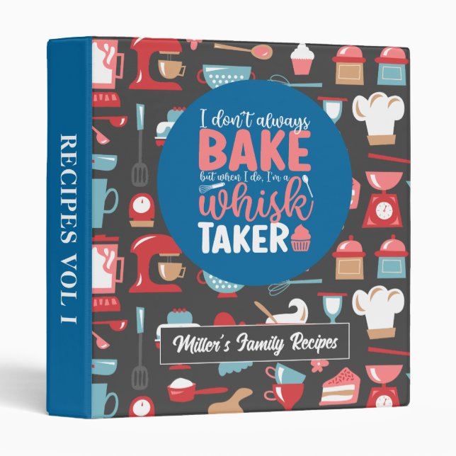 Funny Baker Baking Meme Retro Bakery Pattern 3 Ring Binder (Front/Spine)