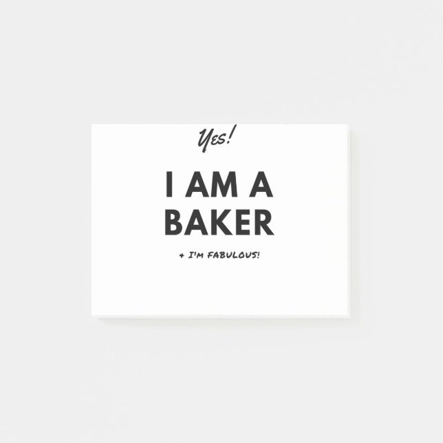 Funny Baker Career Black and White Bold Design Post-it Notes (Front)