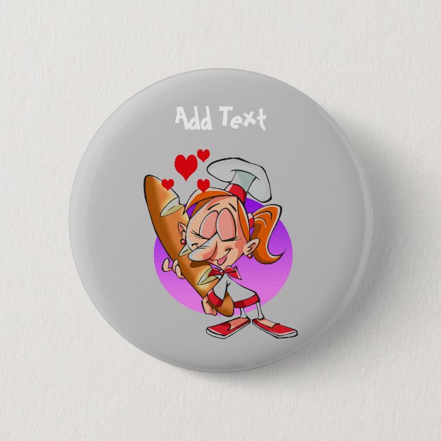 Funny baker cartoon bread maker personalized button (Front)