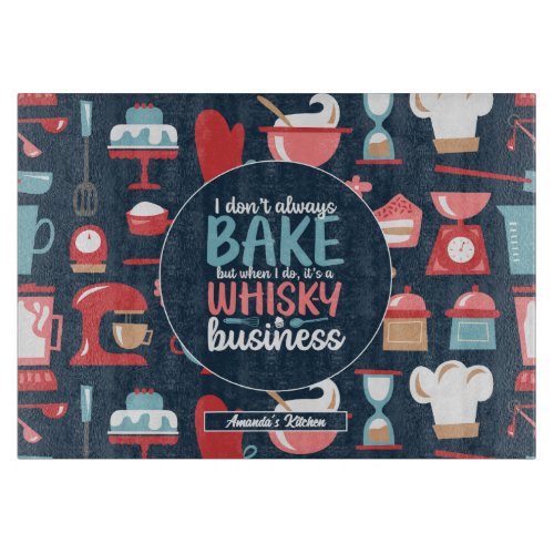 Funny Baker Meme Baking Pun Retro Bakery Pattern Cutting Board