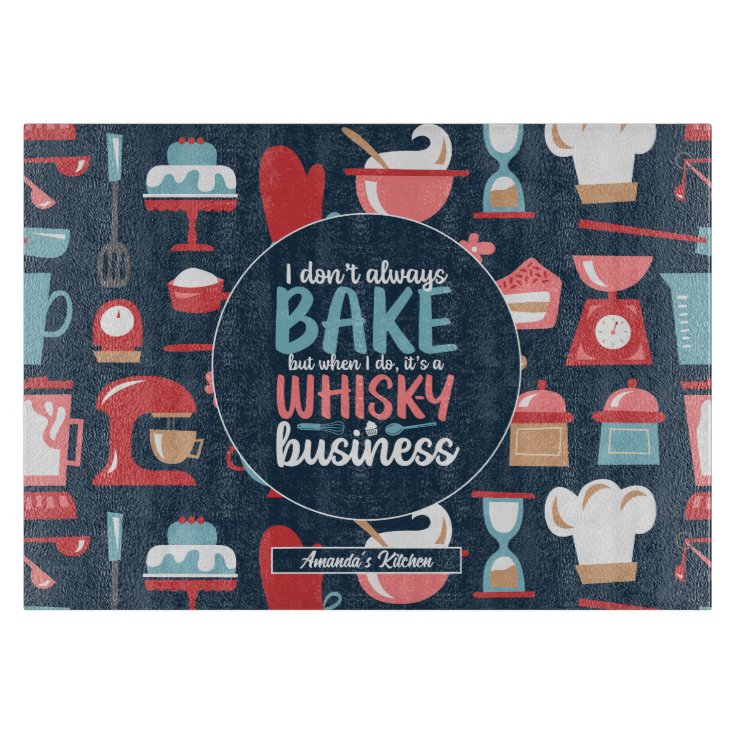 Funny Baker Meme Baking Pun Retro Bakery Pattern Cutting Board | Zazzle