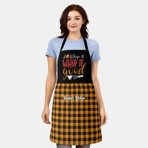 Funny Baker Pastry Chef Black Yellow Plaid Pattern Apron